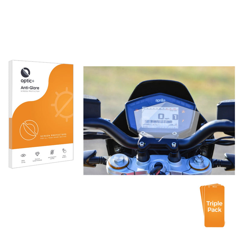 3pk Optic+ Anti-Glare Screen Protectors for Aprilia Dorsoduro / Shiver 2018-2023