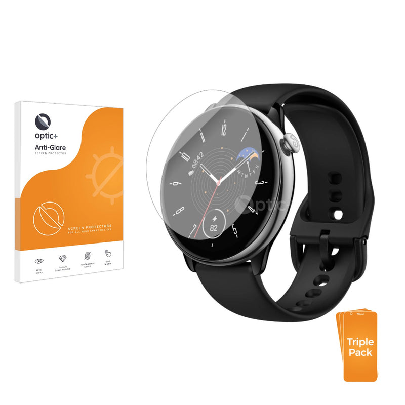 3pk Optic+ Anti-Glare Screen Protectors for Huami Amazfit GTR Mini