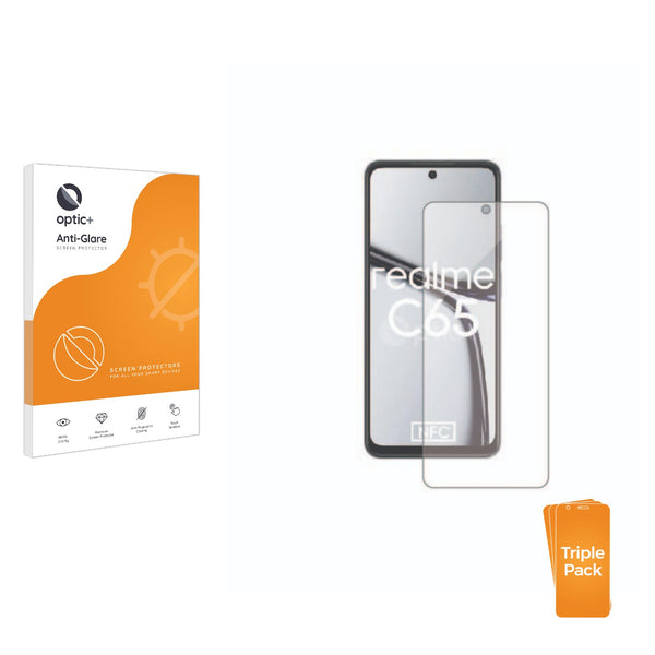 3pk Optic+ Anti-Glare Screen Protectors for realme C65