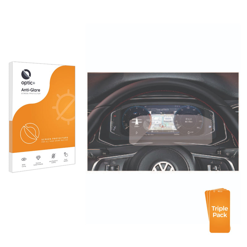 3pk Optic+ Anti-Glare Screen Protectors for Volkswagen Active Info Display T-Roc