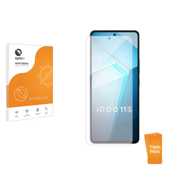 3pk Optic+ Anti-Glare Screen Protectors for Vivo iQOO 11s