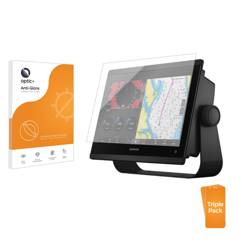 3pk Optic+ Anti-Glare Screen Protectors for Garmin GPSMAP 8612