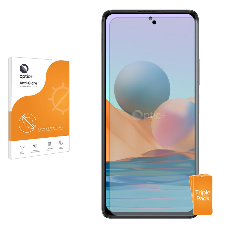 3pk Optic+ Anti-Glare Screen Protectors for Xiaomi Redmi Note 10