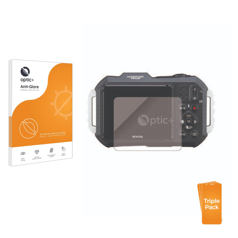 3pk Optic+ Anti-Glare Screen Protectors for Ricoh Pentax WG-8