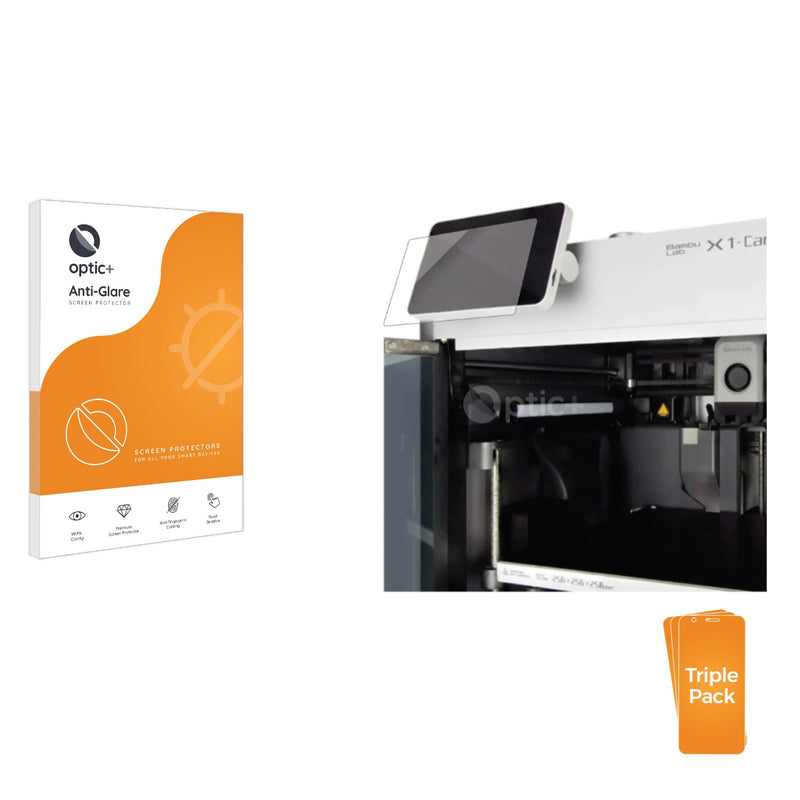 3pk Optic+ Anti-Glare Screen Protectors for Bambu Lab X1-Carbon 3D Printer