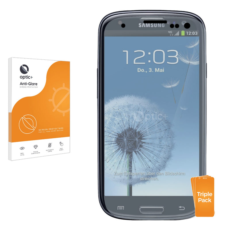 3pk Optic+ Anti-Glare Screen Protectors for Samsung Galaxy S3 I9300