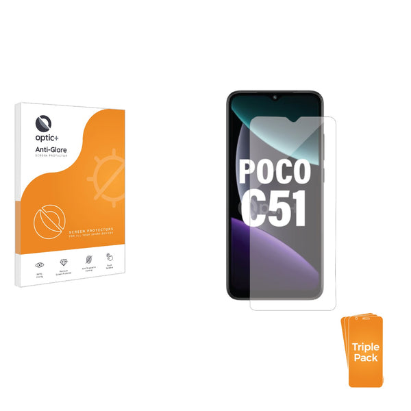 3pk Optic+ Anti-Glare Screen Protectors for Xiaomi Poco C51