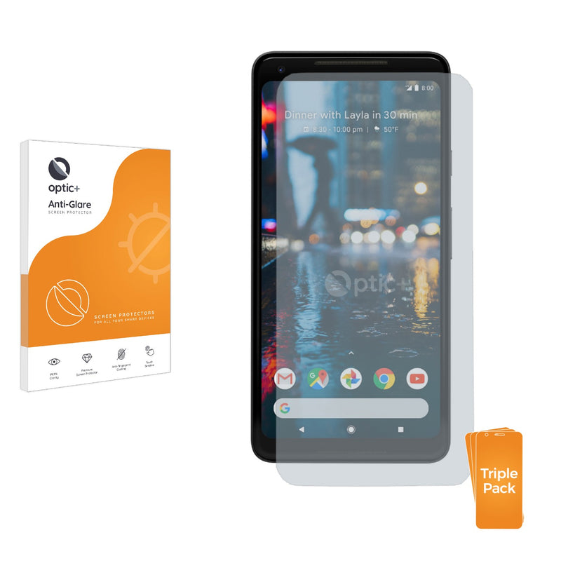 3pk Optic+ Anti-Glare Screen Protectors for Google Pixel 2 XL