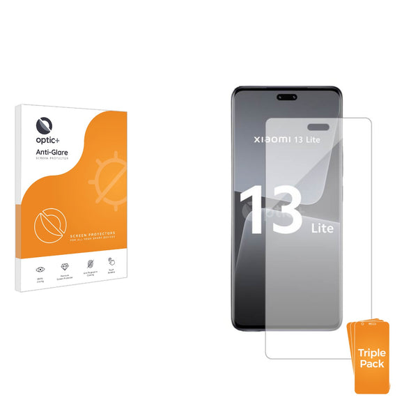 3pk Optic+ Anti-Glare Screen Protectors for Xiaomi 13 Lite