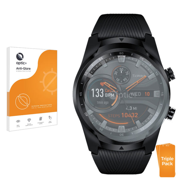 3pk Optic+ Anti-Glare Screen Protectors for Mobvoi Ticwatch Pro 2019