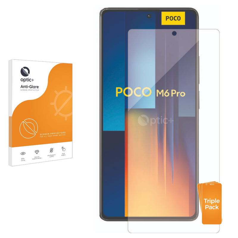 3pk Optic+ Anti-Glare Screen Protectors for Xiaomi Poco M6 Pro 5G