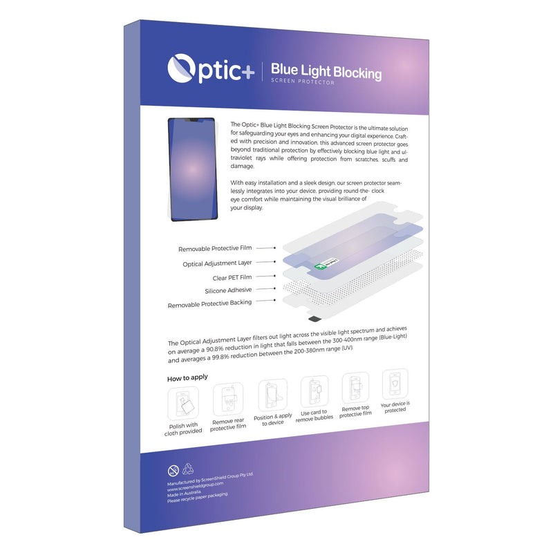 Optic+ Blue Light Blocking Screen Protector for MobiWire  Ogima