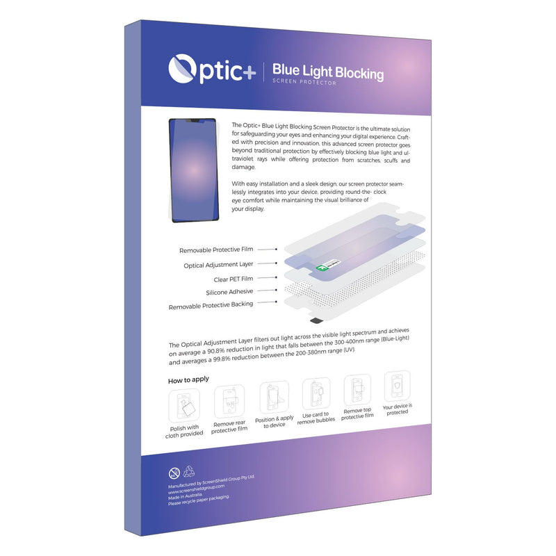 Optic+ Blue Light Blocking Screen Protector for Extech SD500