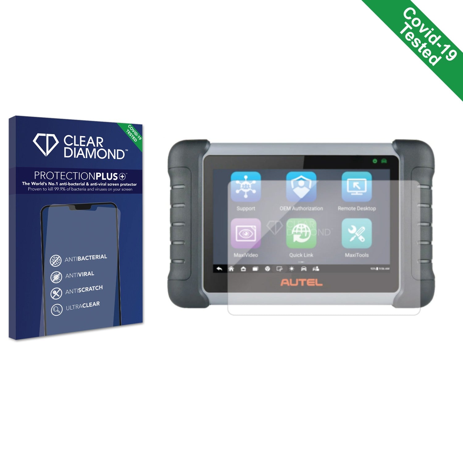 Clear Diamond Anti-viral Screen Protector for Autel MaxiCOM MK808BT PRO ...