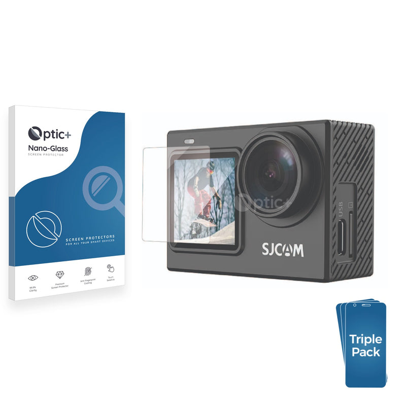 3pk Optic+ Nano Glass Screen Protectors for SJCAM SJ6 Pro Dual Screen