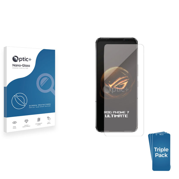 3pk Optic+ Nano Glass Screen Protectors for Asus ROG Phone 7 Ultimate