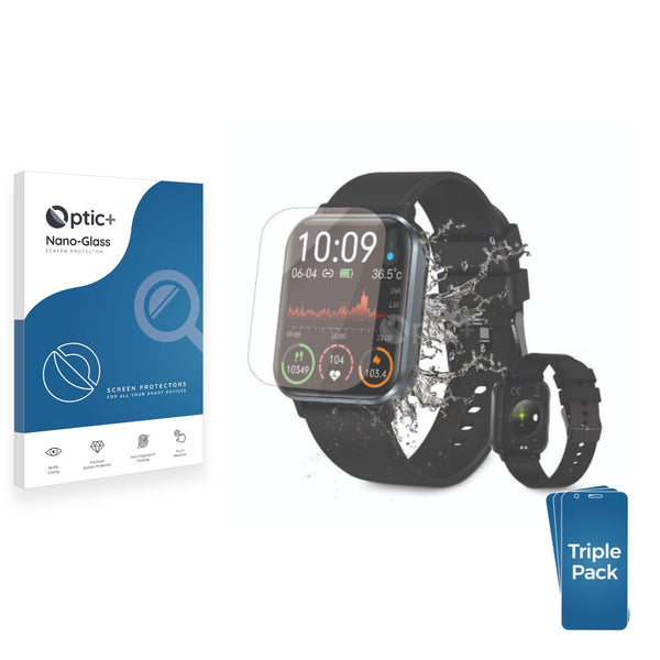 3pk Optic+ Nano Glass Screen Protectors for walkbee Smartwatch 1.83"