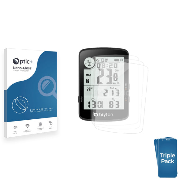 3-pack of Nano Glass screen protectors for Bryton Rider S810