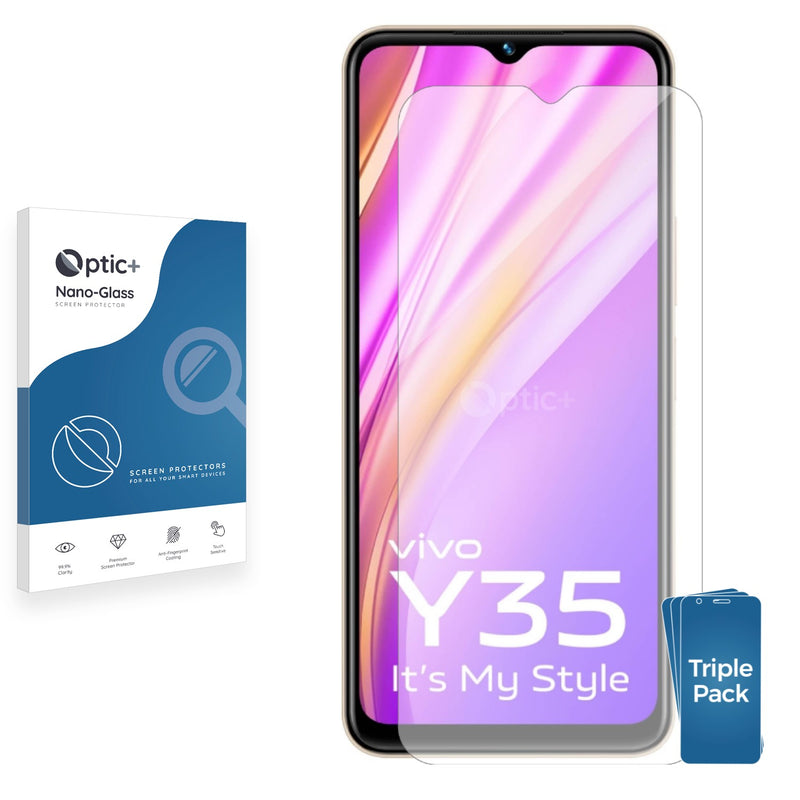 3pk Optic+ Nano Glass Screen Protectors for Vivo Y35