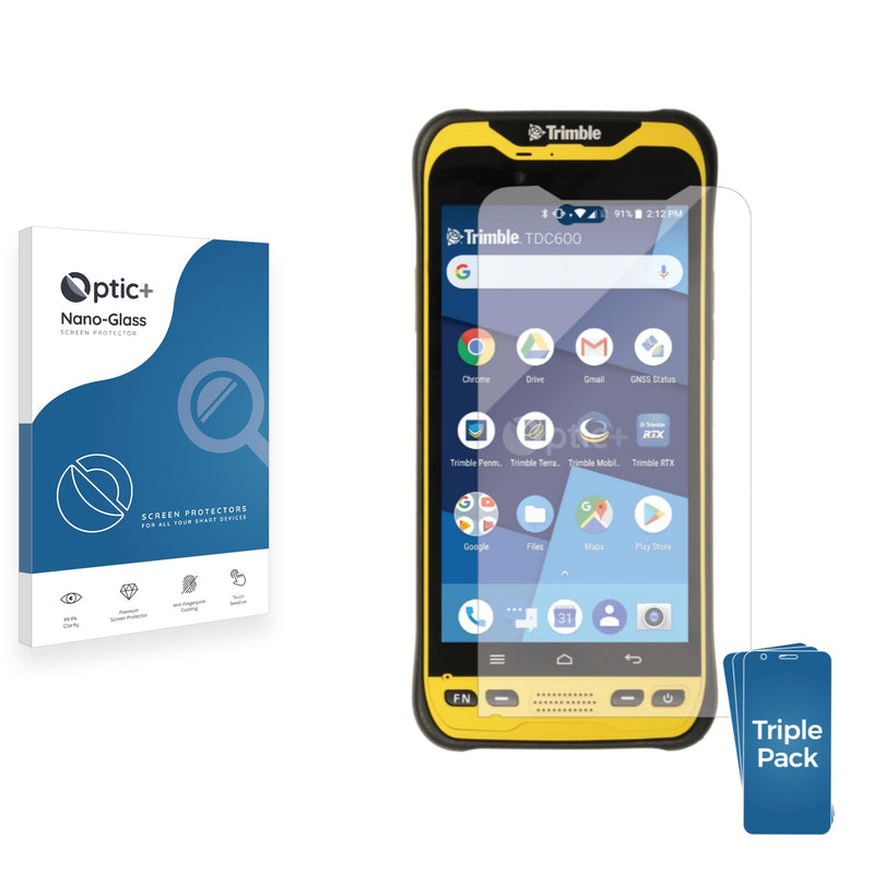 3pk Optic+ Nano Glass Screen Protectors for Trimble TDC600