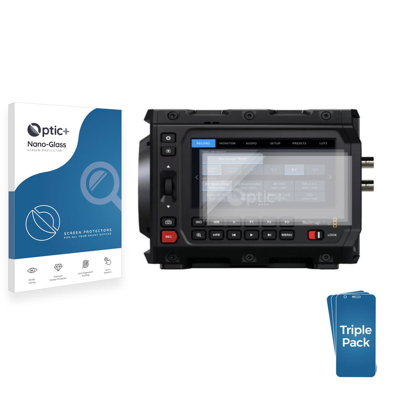 3-pack of Nano Glass screen protectors for Blackmagic Design Pyxis 6K