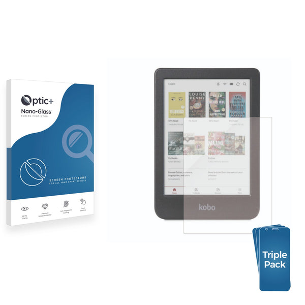 3pk Optic+ Nano Glass Screen Protectors for Kobo Clara Colour