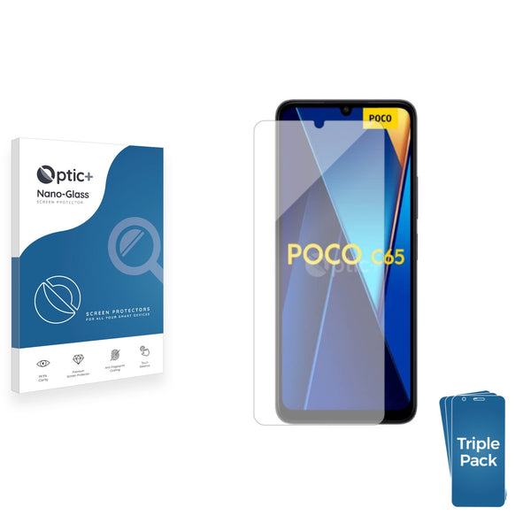 3pk Optic+ Nano Glass Screen Protectors for Xiaomi Poco C65