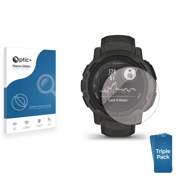 3-pack of Nano Glass screen protectors for Garmin Instinct 2