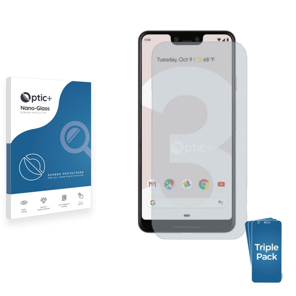 3pk Optic+ Nano Glass Screen Protectors for Google Pixel 3 XL