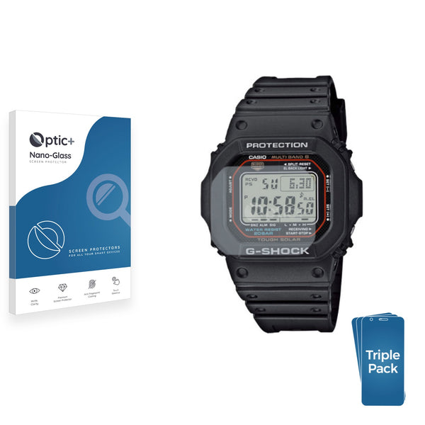 3pk Optic+ Nano Glass Screen Protectors for Casio G-Shock GW-M5610-1ER