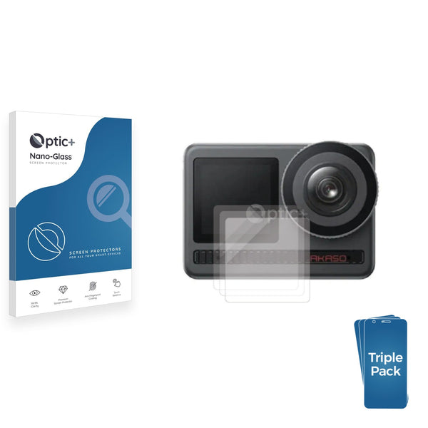 3-pack of Nano Glass screen protectors for Akaso Brave 8