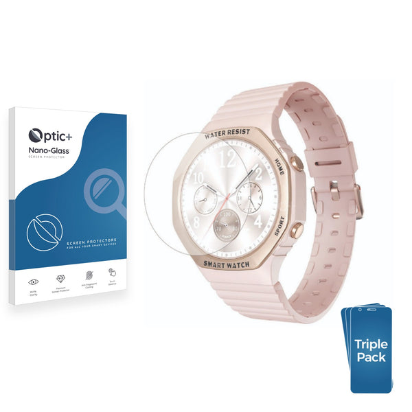 3pk Optic+ Nano Glass Screen Protectors for Mutoy Smartwatch 1.32"