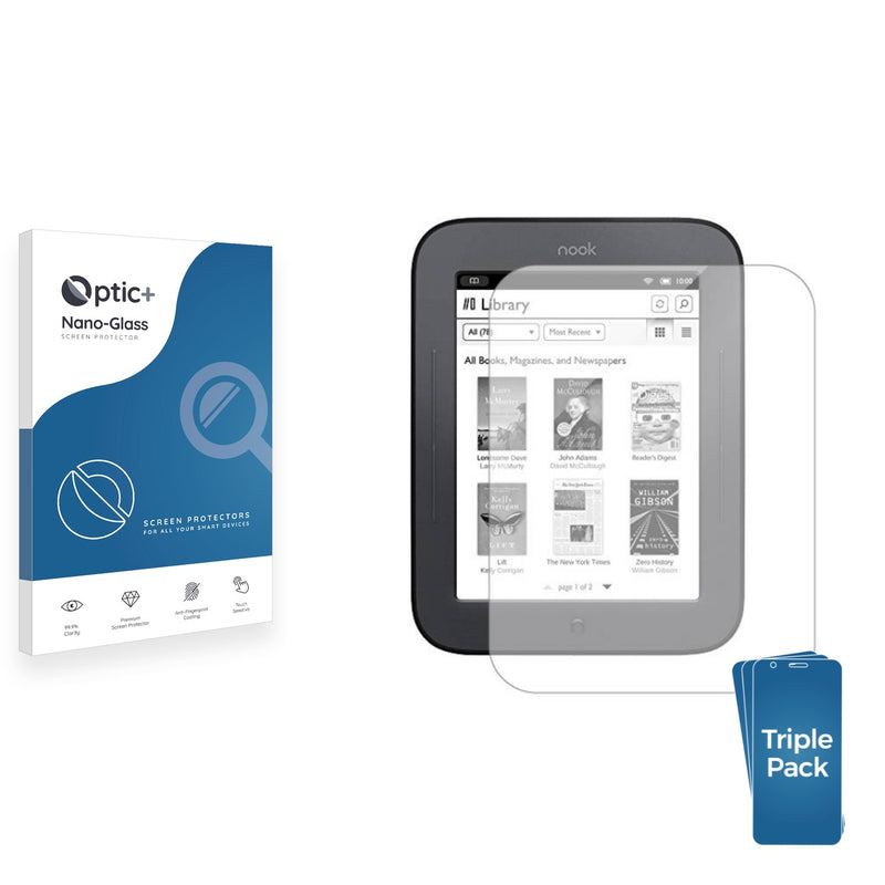 3-pack of Nano Glass screen protectors for Barnes & Noble Nook 9