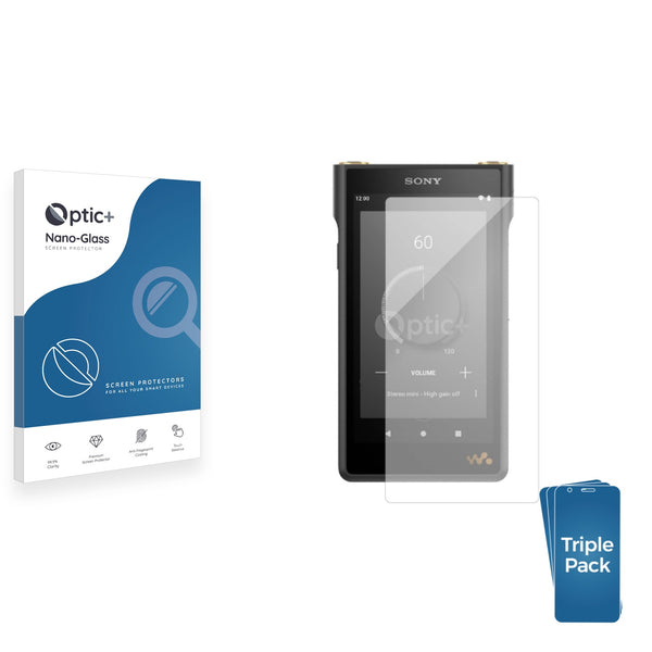 3pk Optic+ Nano Glass Screen Protectors for Sony Walkman NW-WM1AM2