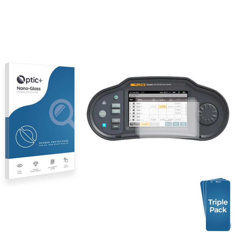 3-pack of Nano Glass screen protectors for Fluke 1674 FC 