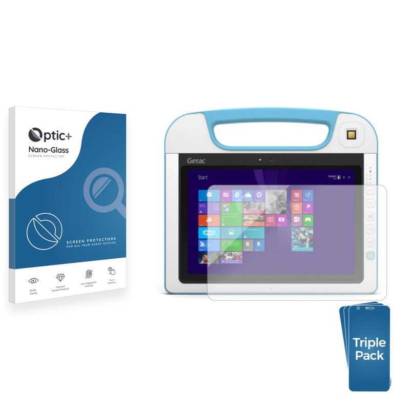 3pk Optic+ Nano Glass Screen Protectors for Getac RX10H