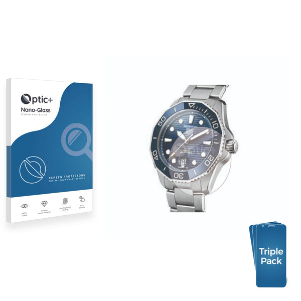 3pk Optic+ Nano Glass Screen Protectors for TAG Heuer Aquaracer (43 mm) (runde Aussparung)