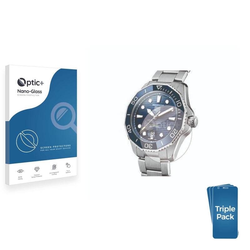 3pk Optic+ Nano Glass Screen Protectors for TAG Heuer Aquaracer (43 mm) (runde Aussparung)