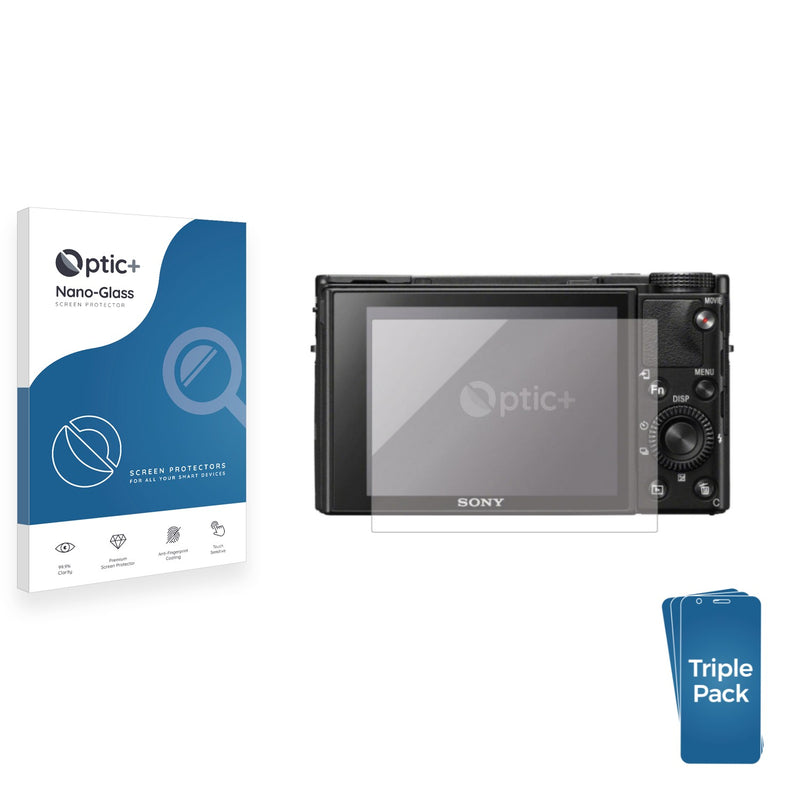 3pk Optic+ Nano Glass Screen Protectors for Sony Cyber-Shot DSC-RX100 VII