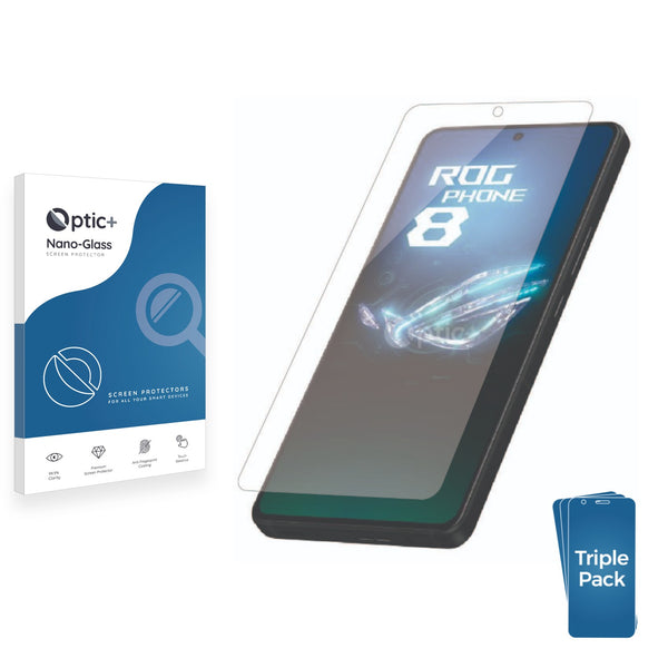 3pk Optic+ Nano Glass Screen Protectors for ASUS ROG Phone 8