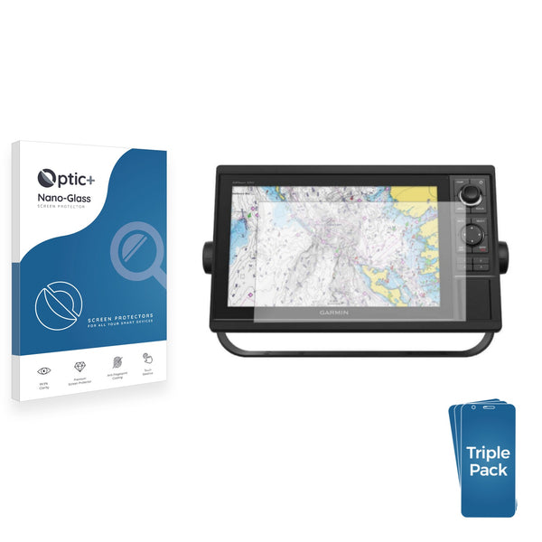 3pk Optic+ Nano Glass Screen Protectors for Garmin GPSMAP 1242xsv