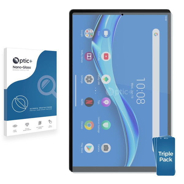 3pk Optic+ Nano Glass Screen Protectors for Lenovo Tab M10 FHD Plus