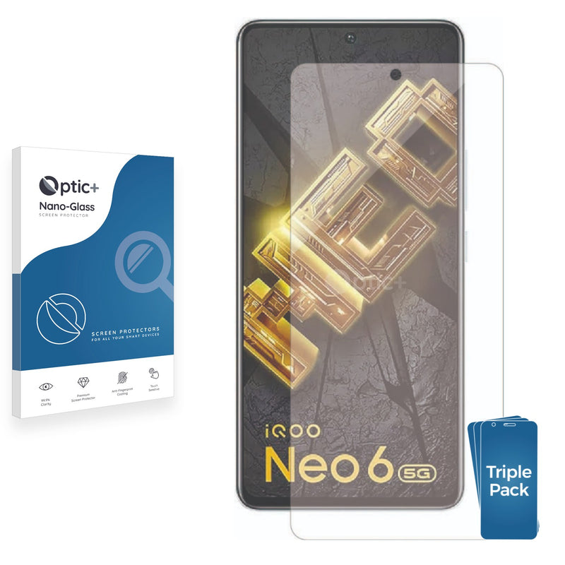 3pk Optic+ Nano Glass Screen Protectors for Vivo iQOO Neo 6