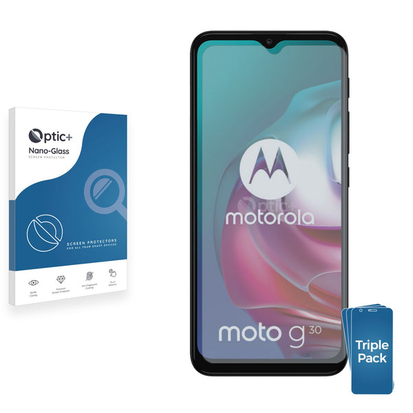 3pk Optic+ Nano Glass Screen Protectors for Motorola Moto G30