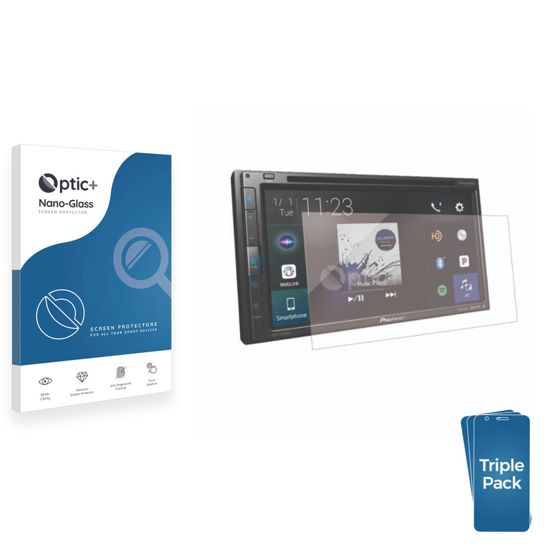 3pk Optic+ Nano Glass Screen Protectors for Pioneer AVH-2550NEX