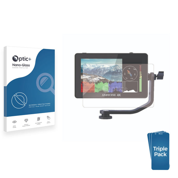 3pk Optic+ Nano Glass Screen Protectors for ANDYCINE A6 Plus V2 5.5" Monitor