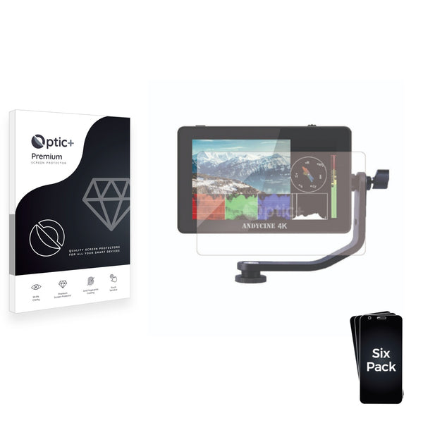 6pk Optic+ Premium Film Screen Protectors for ANDYCINE A6 Plus V2 5.5" Monitor