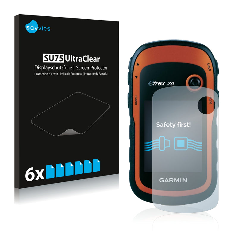 6x Savvies SU75 Screen Protector for Garmin eTrex 20