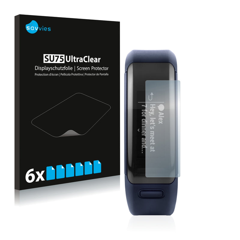 6x Savvies SU75 Screen Protector for Garmin Vivosmart HR