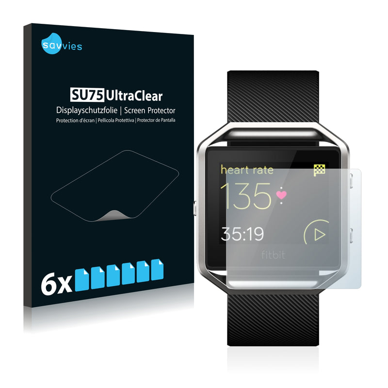 6x Savvies SU75 Screen Protector for Fitbit Blaze